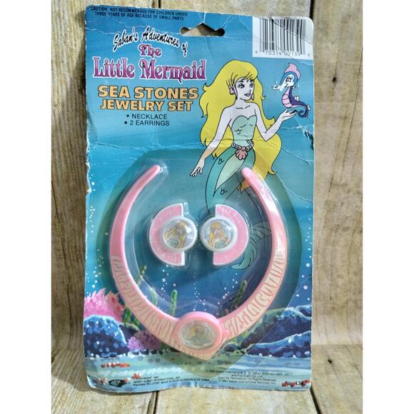 Vtg Saban Adventures Of the Little Mermaid Sea Stones Pink Jewelry Set (ebox d) - Picture 1 of 4